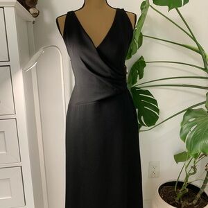 MaxMara Black Sheath Midi Dress V-Neck Sleeveless
